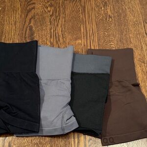 Stylish Women's Bike Shorts Set - Black, Gray, and Brown